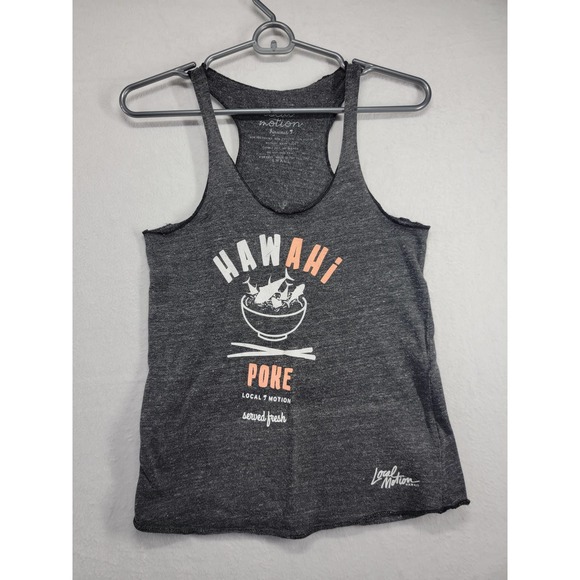 Local Motion	Grey Racer Back Tank Top "Hawaii Poke" SZ S - Picture 1 of 6